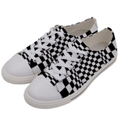 Black And White Chess Checkered Spatial 3d Men s Low Top Canvas Sneakers by Sapixe