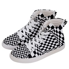 Black And White Chess Checkered Spatial 3d Women s Hi-top Skate Sneakers by Sapixe