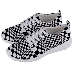 Black And White Chess Checkered Spatial 3d Men s Lightweight Sports Shoes by Sapixe