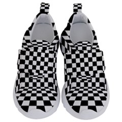 Black And White Chess Checkered Spatial 3d Kids  Velcro No Lace Shoes by Sapixe