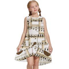 Music Paper Guitars Background Art Kids  Frill Swing Dress