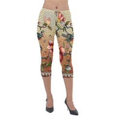 Flower Cubism Mosaic Vintage Lightweight Velour Capri Leggings  by Sapixe