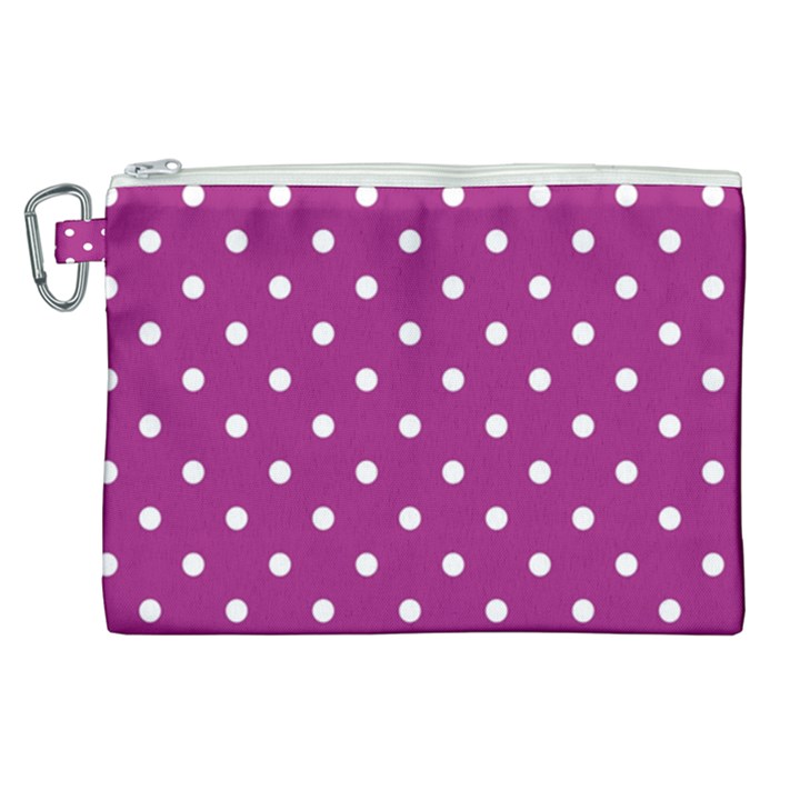 Polka-dots-purple White Canvas Cosmetic Bag (XL)