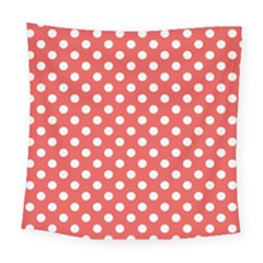 Polka-dots-red White,polkadot Square Tapestry (large) by nateshop