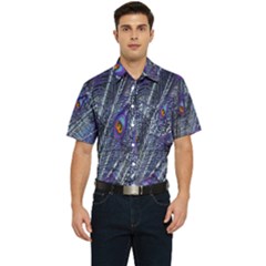 Peacock-feathers-blue Men s Short Sleeve Pocket Shirt  by nateshop