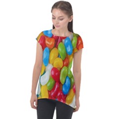 Candy-ball Cap Sleeve High Low Top by nateshop