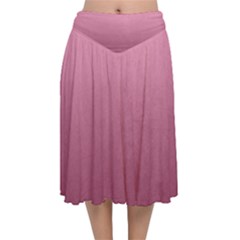 Background-pink Velvet Flared Midi Skirt