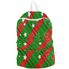 Background-green Red Star Foldable Lightweight Backpack