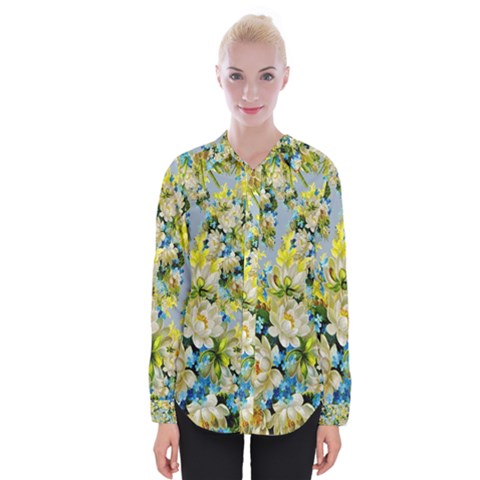 Background-flower White Womens Long Sleeve Shirt by nateshop