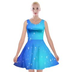 Background-blue Star Velvet Skater Dress by nateshop