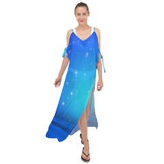 Background-blue Star Maxi Chiffon Cover Up Dress by nateshop