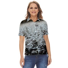  Rain Drops Water Liquid  Women s Short Sleeve Double Pocket Shirt