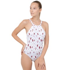 Christmas Background Wrapping High Neck One Piece Swimsuit by artworkshop