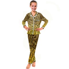 Chain Link Fence  Kid s Satin Long Sleeve Pajamas Set by artworkshop
