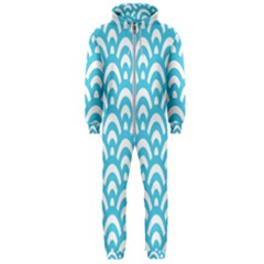  Waves Ocean Blue Texture Hooded Jumpsuit (men) by artworkshop