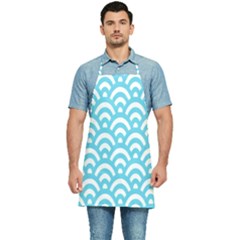  Waves Ocean Blue Texture Kitchen Apron by artworkshop