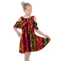 Background Stars Pattern Wallpaper Christmas Kids  Shoulder Cutout Chiffon Dress by artworkshop