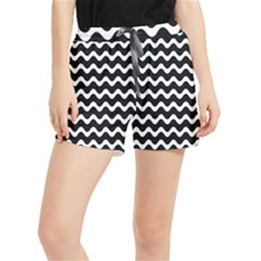 Wave-black White Women s Runner Shorts by nateshop