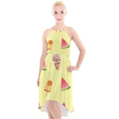 Ice-cream High-low Halter Chiffon Dress  by nateshop