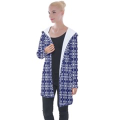 Floral-navi Longline Hooded Cardigan by nateshop