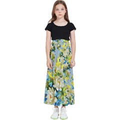 Background-flower White Kids  Flared Maxi Skirt by nateshop