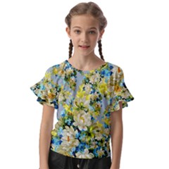 Background-flower White Kids  Cut Out Flutter Sleeves by nateshop