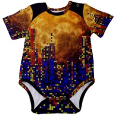 Skyline Frankfurt Abstract Moon Baby Short Sleeve Onesie Bodysuit