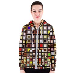 Squares-colorful-texture-modern-art Women s Zipper Hoodie