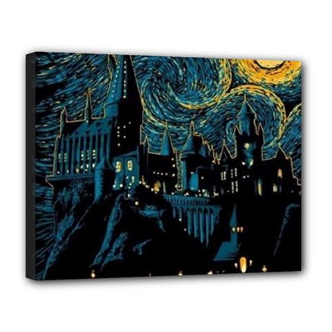 Cartoon Starry Night Vincent Van Gofh Canvas 14  X 11  (stretched) by Jancukart