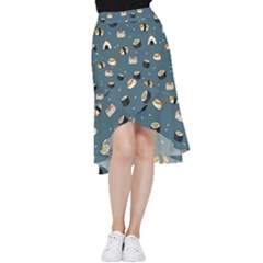 Sushi Pattern Frill Hi Low Chiffon Skirt by Jancukart