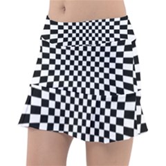 Illusion Checkerboard Black And White Pattern Classic Tennis Skirt