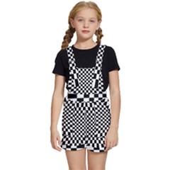 Illusion Checkerboard Black And White Pattern Kids  Short Overalls