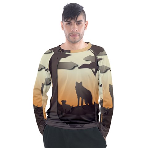 Vectors Painting Wolves Nature Forest Men s Long Sleeve Raglan Tee by Amaryn4rt