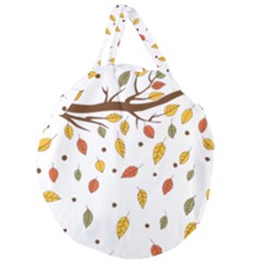 Autumn Isolated Blade Branch Giant Round Zipper Tote by Amaryn4rt