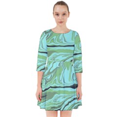 Waves Marbled Abstract Background Smock Dress by Amaryn4rt