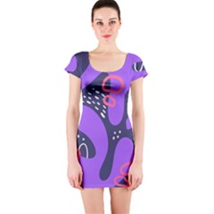 Abstract Background Shapes Banner Short Sleeve Bodycon Dress by Amaryn4rt