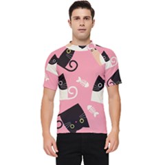 Cat Pattern Backgroundpet Men s Short Sleeve Rash Guard by Amaryn4rt