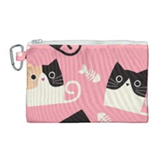 Cat Pattern Backgroundpet Canvas Cosmetic Bag (large) by Amaryn4rt