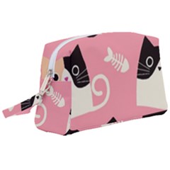 Cat Pattern Backgroundpet Wristlet Pouch Bag (large) by Amaryn4rt