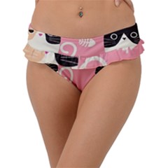 Cat Pattern Backgroundpet Frill Bikini Bottom by Amaryn4rt