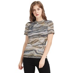 Texture Marble Abstract Pattern Women s Short Sleeve Rash Guard