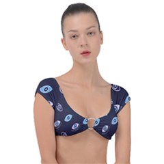 Eyes Evil Eye Blue Pattern Cap Sleeve Ring Bikini Top