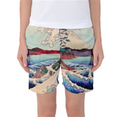 Wave Japanese Mount Fuji Women s Basketball Shorts by Wegoenart