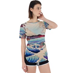 Wave Japanese Mount Fuji Perpetual Short Sleeve T-shirt by Wegoenart