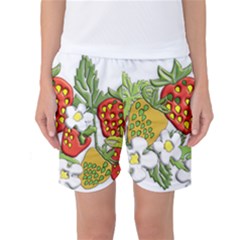 Strawberries Berry Strawberry Leaves Women s Basketball Shorts by Wegoenart