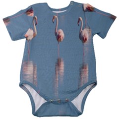 Flamingo Birds Plumage Sea Water Animal Exotic Baby Short Sleeve Onesie Bodysuit by artworkshop