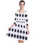 Halftone Pattern Dot Modern Retro Texture Circle Quarter Sleeve Waist Band Dress