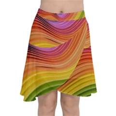  Rainbow Pattern Lines Chiffon Wrap Front Skirt