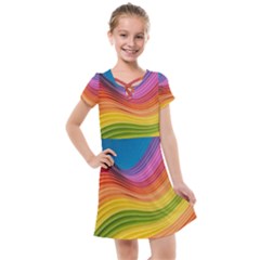  Rainbow Pattern Lines Kids  Cross Web Dress by artworkshop