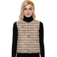 Bricks Wall Red  Women s Short Button Up Puffer Vest by artworkshop